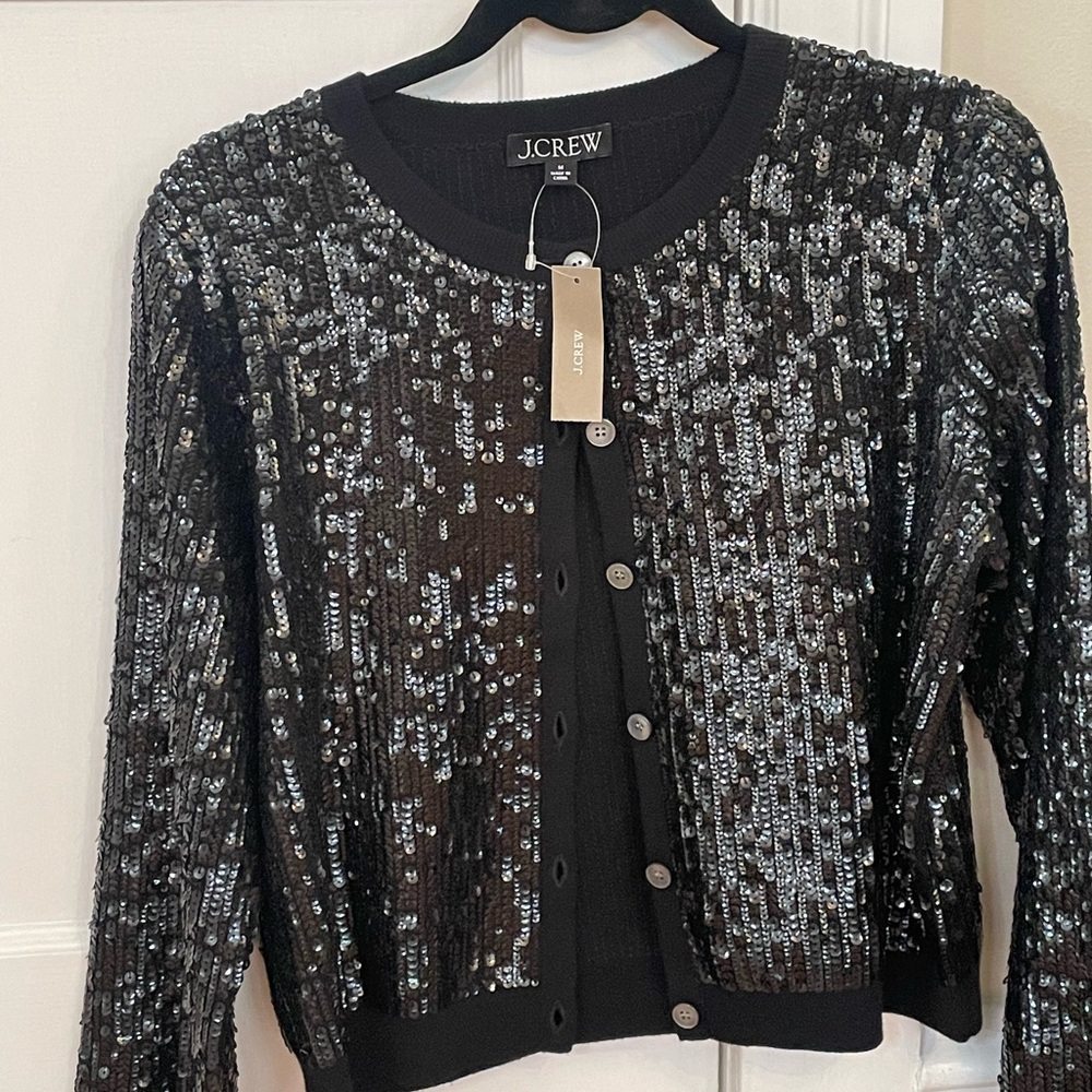NWT J. Crew Black Sequin Cardigan - Picture 5 of 7